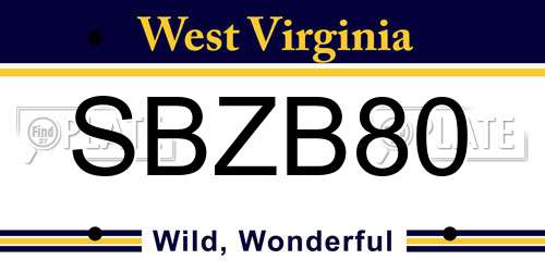 SBZB80 West Virginia License Plate