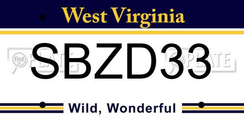 SBZD33 West Virginia License Plate