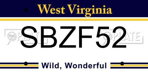 SBZF52 West Virginia License Plate