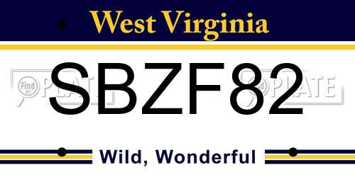 SBZF82 West Virginia License Plate