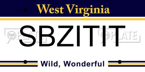 SBZITIT West Virginia License Plate