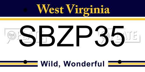 SBZP35 West Virginia License Plate