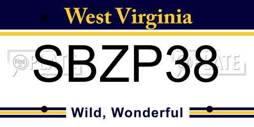 SBZP38 West Virginia License Plate