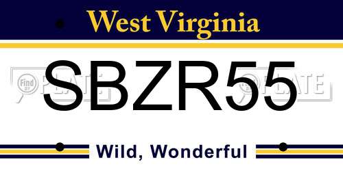 SBZR55 West Virginia License Plate
