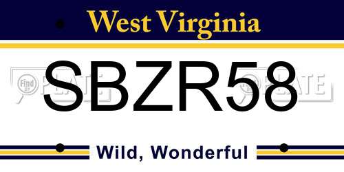 SBZR58 West Virginia License Plate
