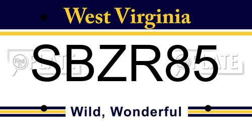 SBZR85 West Virginia License Plate