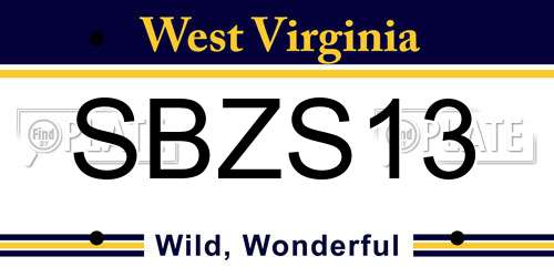 SBZS13 West Virginia License Plate