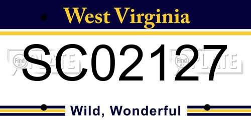 SC02127 West Virginia License Plate