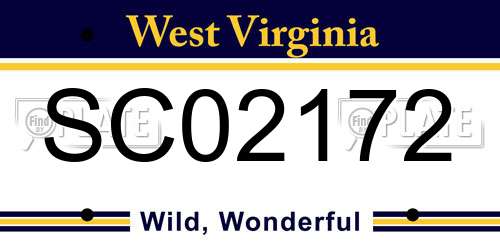 SC02172 West Virginia License Plate