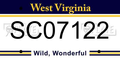 SC07122 West Virginia License Plate