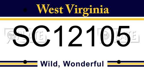 SC12105 West Virginia License Plate