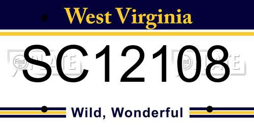 SC12108 West Virginia License Plate