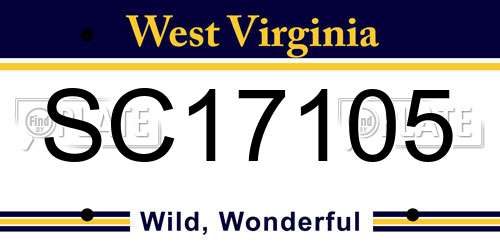 SC17105 West Virginia License Plate