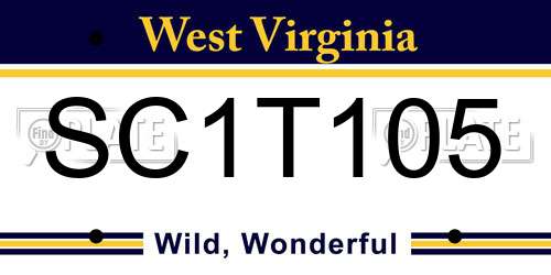 SC1T105 West Virginia License Plate