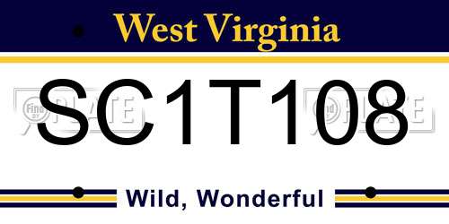 SC1T108 West Virginia License Plate