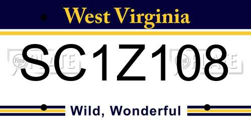 SC1Z108 West Virginia License Plate