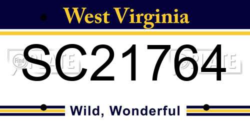 SC21764 West Virginia License Plate