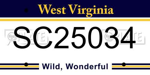 SC25034 West Virginia License Plate