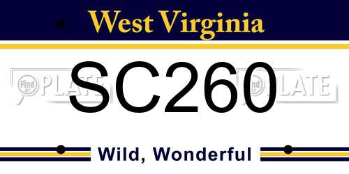 SC260 West Virginia License Plate