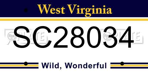 SC28034 West Virginia License Plate