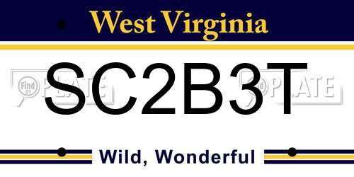SC2B3T West Virginia License Plate