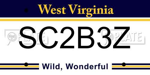 SC2B3Z West Virginia License Plate