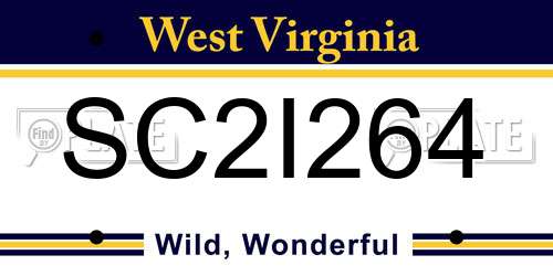 SC2I264 West Virginia License Plate