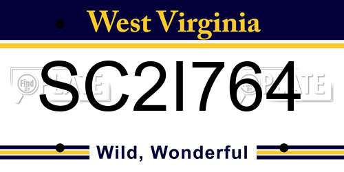 SC2I764 West Virginia License Plate