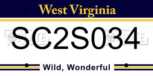 SC2S034 West Virginia License Plate