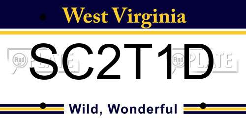 SC2T1D West Virginia License Plate