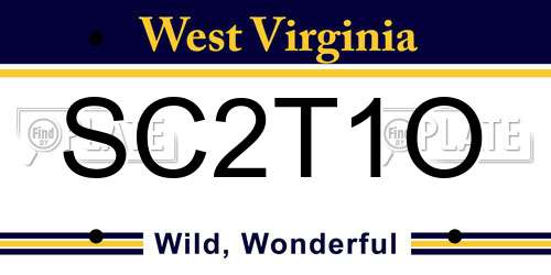 SC2T1O West Virginia License Plate