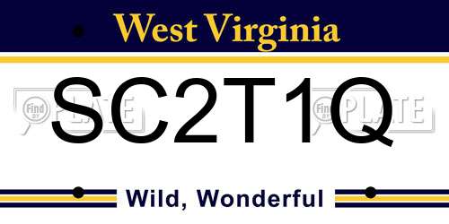 SC2T1Q West Virginia License Plate