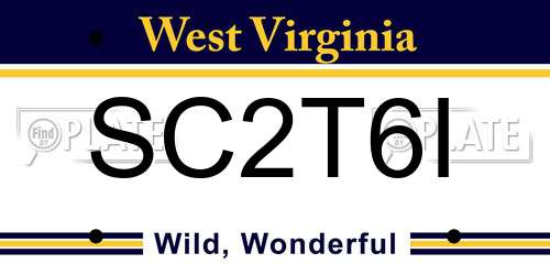 SC2T6I West Virginia License Plate
