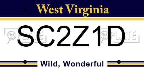 SC2Z1D West Virginia License Plate
