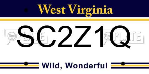 SC2Z1Q West Virginia License Plate