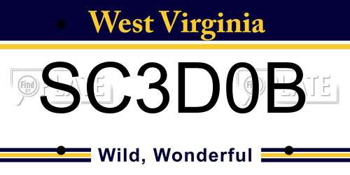 SC3D0B West Virginia License Plate