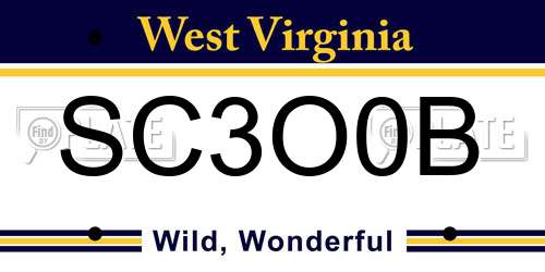 SC3O0B West Virginia License Plate