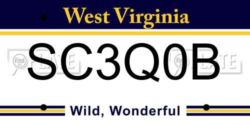 SC3Q0B West Virginia License Plate