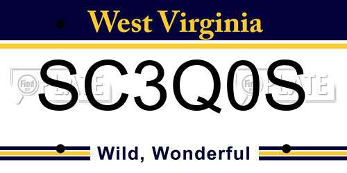 SC3Q0S West Virginia License Plate