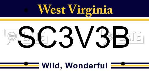 SC3V3B West Virginia License Plate