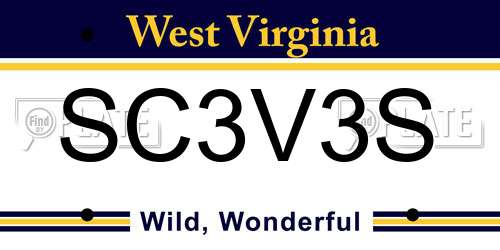 SC3V3S West Virginia License Plate