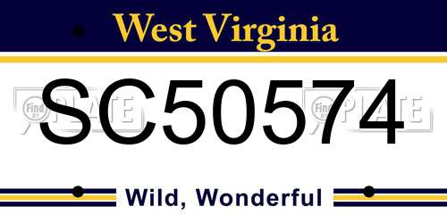 SC50574 West Virginia License Plate