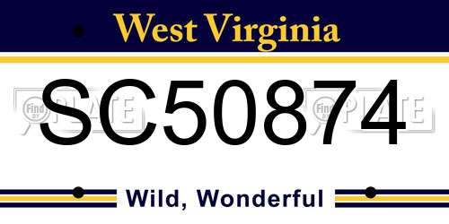 SC50874 West Virginia License Plate