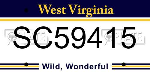 SC59415 West Virginia License Plate