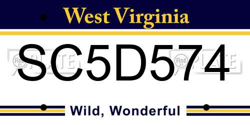 SC5D574 West Virginia License Plate