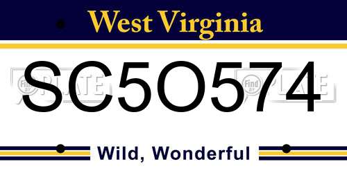 SC5O574 West Virginia License Plate