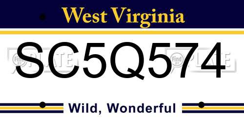 SC5Q574 West Virginia License Plate