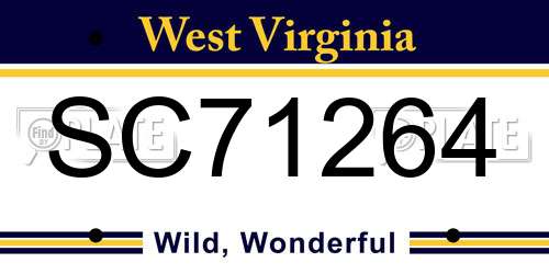 SC71264 West Virginia License Plate
