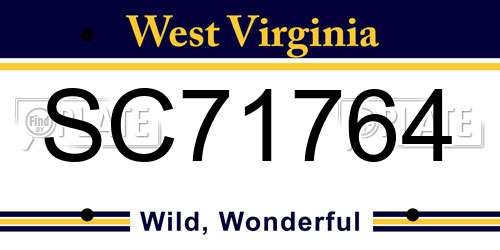 SC71764 West Virginia License Plate