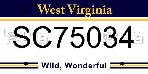 SC75034 West Virginia License Plate